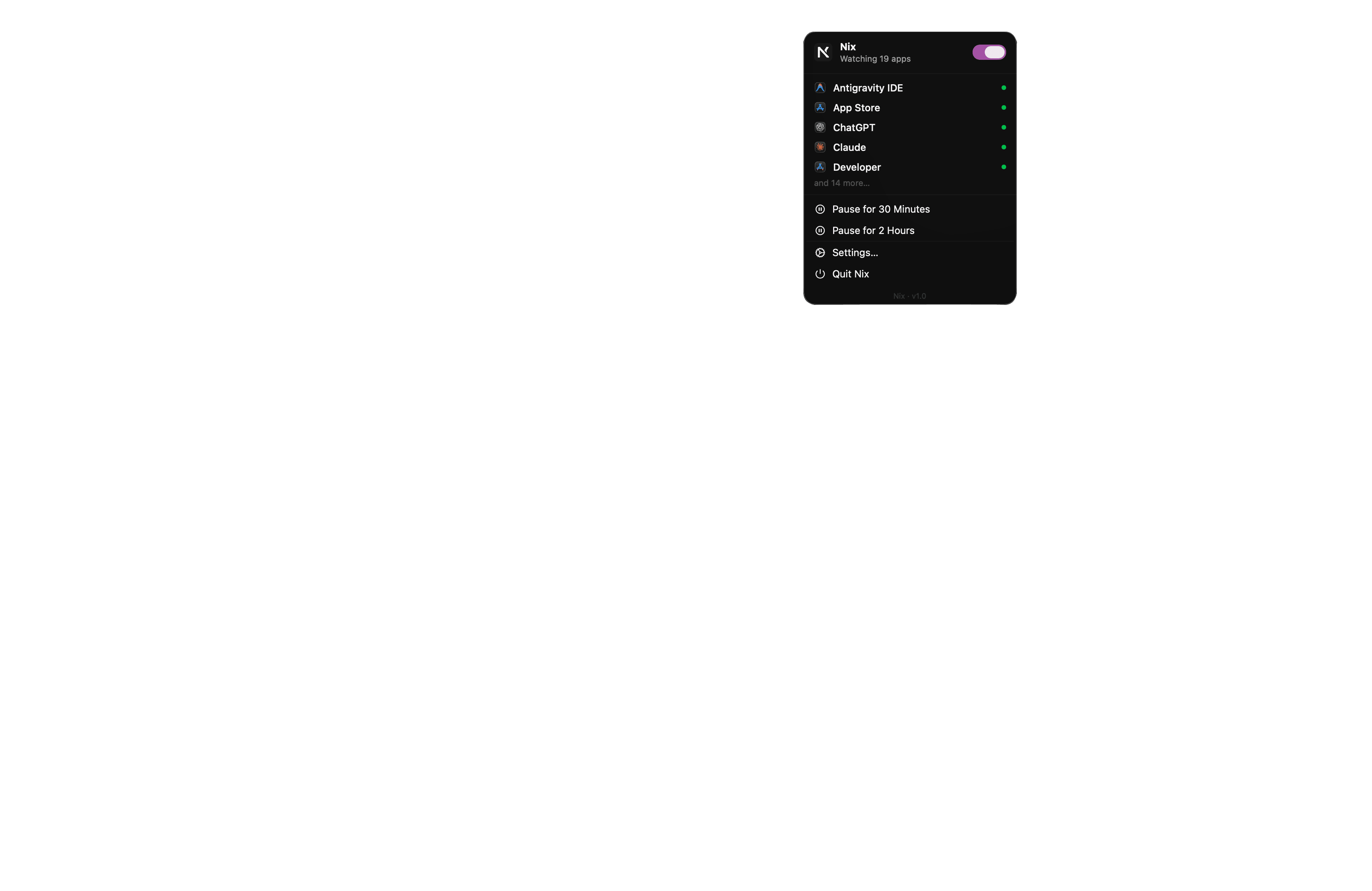 Nix Menubar